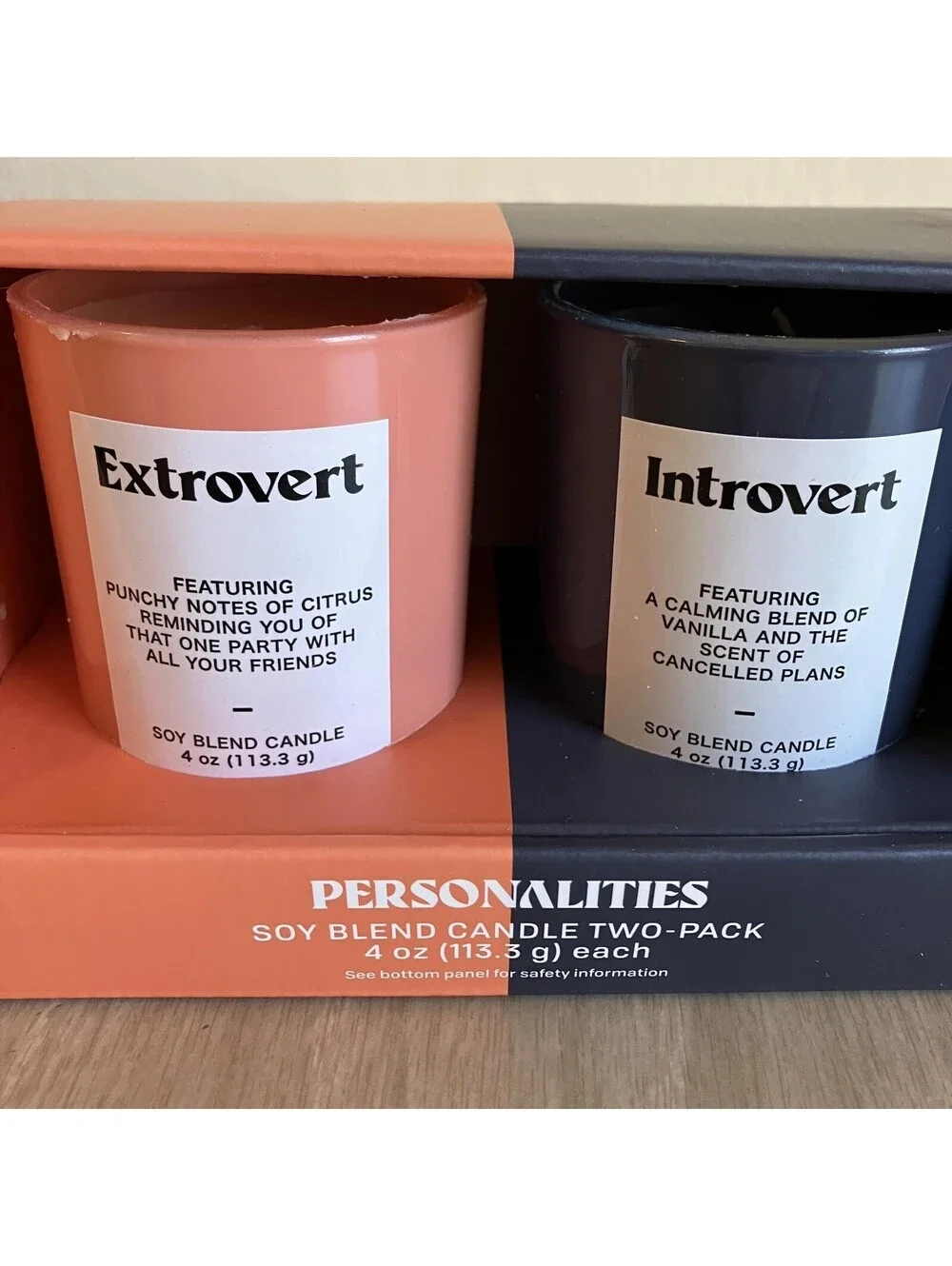 Personality Candles Introvert Extrovert Scent Duo Soy Blend 4oz ea Gift Set New